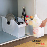 日本进口厨房收纳盒橱柜调味收纳架置物架锅盖架塑料滑轮收纳筐