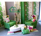 时尚创意鹦鹉图案单人沙发美式花布沙发椅设计师影楼会所沙发椅