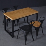 美式复古铁艺实木餐桌椅组合咖啡厅餐桌酒吧椅彩色椅餐椅休闲椅