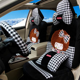 女士汽车坐垫 秋冬季卡通可爱时尚毛绒车垫套 四季通用座垫全包围