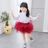 女童童装2016新款韩版春装儿童中小童衬衫公主花瓣领碎花长袖衬衣