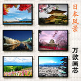 日本富士山樱花 北海道城市风景海报 寿司料理店居酒屋餐厅装饰画