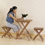 简易实木小户型餐桌正方形复古折叠桌咖啡桌家用便携吃饭桌子宜家