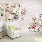 欧式复古花卉墙纸 客厅沙发背景墙壁纸 手绘3d立体无缝大型壁画