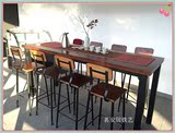 美式简约时尚咖啡馆实木长桌西餐厅桌椅星巴克餐台桌椅组合工作台