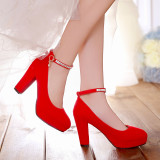 婚鞋女单鞋红色结婚鞋夏季新款高跟鞋新娘鞋粗跟中式婚宴婚礼红鞋