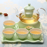 田园花茶茶具套装耐热玻璃茶壶陶瓷加热煮花草水果茶壶花茶杯整套