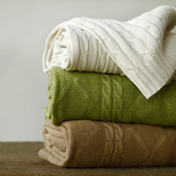 美式乡村风格针织盖毯 纯棉沙发毯子 毛毯春夏航空毯空调盖毯搭巾