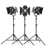 LED150W影视聚光灯三灯套装 调光遥控摄影棚双色温补光摄像摄影灯