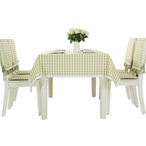田园格子防水桌布布艺长方形餐桌布台布椅垫椅套套装现代简约