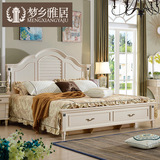全实木床美式床欧式双人床白色储物床地中海实木床1.5米1.8米婚床