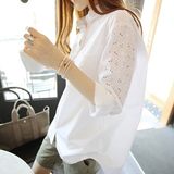 2016韩版孕妇装时尚长袖OL职业气质镂空口袋宽松白色大码衬衫上衣