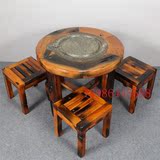 老船木茶桌简约现代客厅阳台家具实木中式功夫茶几桌椅组合泡茶台