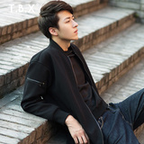 2015秋冬季新款韩版卫衣男士中长款青少年棒球领外套潮男青年修身