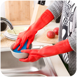 居家家 天热乳胶加长加厚洗碗洗衣手套 家务清洁橡胶手套大小可选