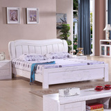 特价榆木床 全实木1.8米双人床厚重款现代白色老榆木婚床卧室家具