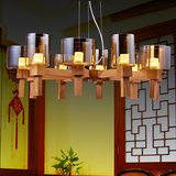 北欧圆形浪漫个性创意实木吊灯 新中式木艺客厅卧室餐厅LED灯具