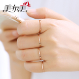韩版时尚镀18k玫瑰金简约光面戒指女食指尾戒钛钢情侣对戒首饰品