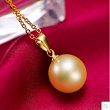 天然珍珠吊坠项链正圆无暇10-11-12-13-14-15MM项链送银链简单款