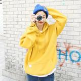 韩国代购2015NOV新冬季女装宽松加绒袋鼠兜休闲长袖带帽卫衣帽衫