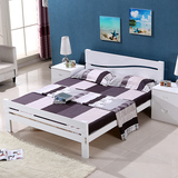 纯全实木床1.8米双人床1.5米白色松木床1米1.2米单人床儿童床新款