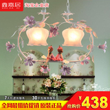 韩式吊灯花朵田园客厅温馨卧室餐厅铁艺灯可爱儿童水晶创意吊灯具