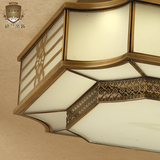 式美式铜灯长方形欧式全铜吸顶灯　客厅卧室餐厅铜灯吸顶灯　新中