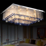 高档LED客厅灯具大气长方形蓝色水晶灯变色吸顶灯卧室多层平板灯