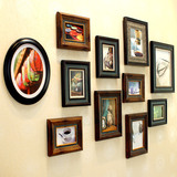 奢华复古美式照片墙客厅相框创意组合实木挂墙餐厅装饰画欧式高端