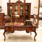 欧式高档书桌 北美风格奢华实木办公桌 手工雕刻老板桌椅柜组合