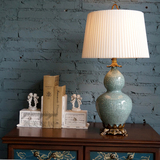 新中式美式古典官窑陶瓷纯铜简美装饰大台灯别墅客厅卧室书房