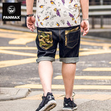 PANMAX潮牌大码男装 加肥加大码男潮胖子英伦迷彩口袋牛仔短裤