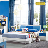 青少年家具儿童床 简约彩色套房四件套1.2 1.5米床现代男孩床创意