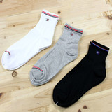 男士休闲袜子全棉夏季薄款黑白灰色中筒袜吸湿排汗运动袜3双装