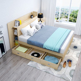 现代简约多功能板式床1.5米双人床气动高箱床收纳榻榻米储物床