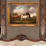 帝诺饰欧式纯手绘动物油画马系家居客厅玄关装饰画偏厅有框挂画