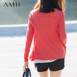 Amii[极简主义]2016春夏纯色薄款针织衫开衫大码修身外套女空调衫