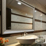 欧式复古浴室镜壁挂卫生间镜子厕所洗漱梳妆镜洗手间雕花卫浴镜