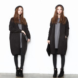 2015秋冬韩版女宽松针织开衫中长款加厚气质显瘦口袋羊毛衣外套潮