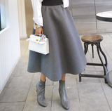 12韩国代购正品Cocopark冬装伞裙黑色灰色高腰女装欧美街头半身裙