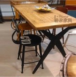 美式乡村复古工作台田园桌实木餐桌椅组合特价LOFT铁木书桌办公桌