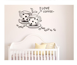 可移除墙贴 客厅餐厅墙贴纸咖啡厅奶茶店 手绘素描咖啡 浪漫风格