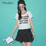 7．Modifier 2015夏新款 字母条纹印花短袖连衣裙70003863EE