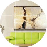 赵无极抽象现代客厅沙发装饰画手绘油画单幅带框遮挡电表箱横向