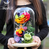 绿韵花田全国送花 巨型永生花玻璃罩玫瑰送女友爱人生日礼物深圳