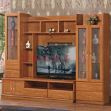 新款实木柜电视柜壁柜影视柜橡木背景墙柜2.4米客厅组合柜地柜子