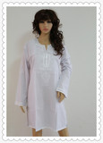 稀有款埃及进口 民族服装 机织中长款 纯棉绣花刺绣 长袖白色上衣