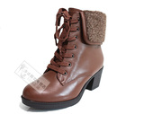 Daphne/达芙妮专柜正品 冬新款头层牛皮短靴粗跟女靴子1013608050
