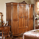欧式大衣柜 美式卧室实木衣柜 大衣橱 古典家具手工雕刻储物柜