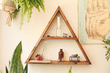 三角形实木书架 墙装饰架墙上置物架壁挂创意格子墙壁隔板搁板